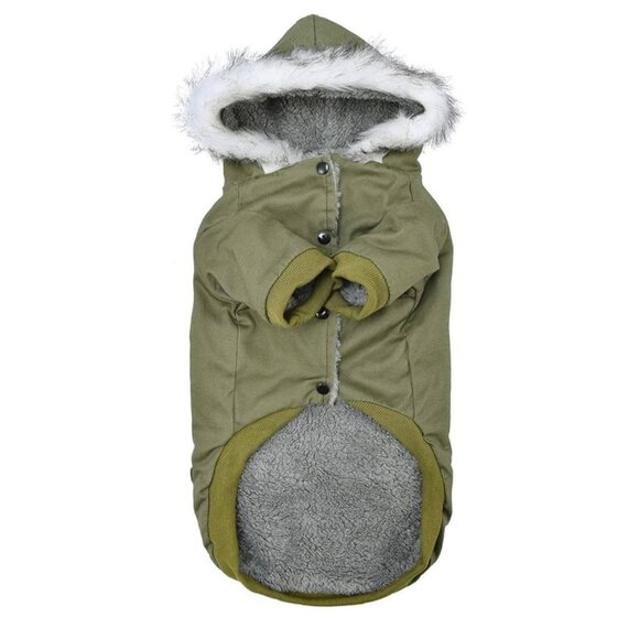 WINDPROOF DOG WINTER COAT HOODED TRENCH COAT DOG JACKET WARM DOG VEST 13-20 LBS - Picture 2 of 4